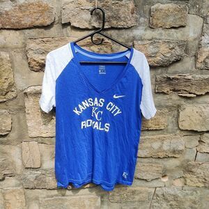 Kansas City Royals Nike Women's Arch Fan V-Neck T-Shirt - Royal - Size XXL
